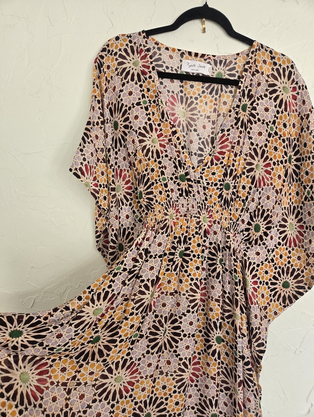 Rujuta Sheth Boho Colorful Daisy Maroon Green Yellow Flowy Kaftan Dress, OS - Picture 6 of 12